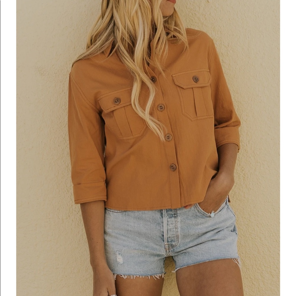 Roolee West Crop Button Up Top